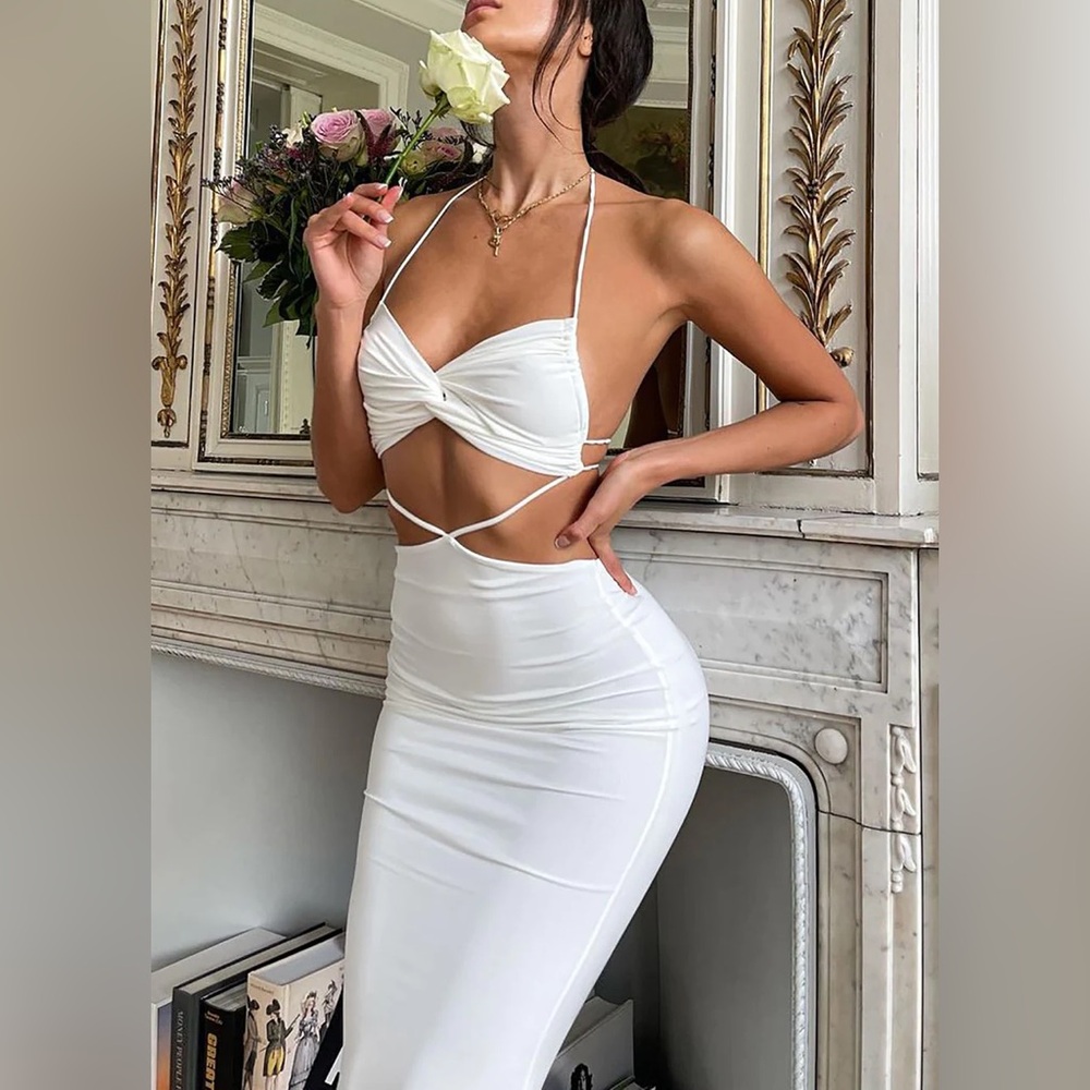 Fashion Nova White Backless Dress